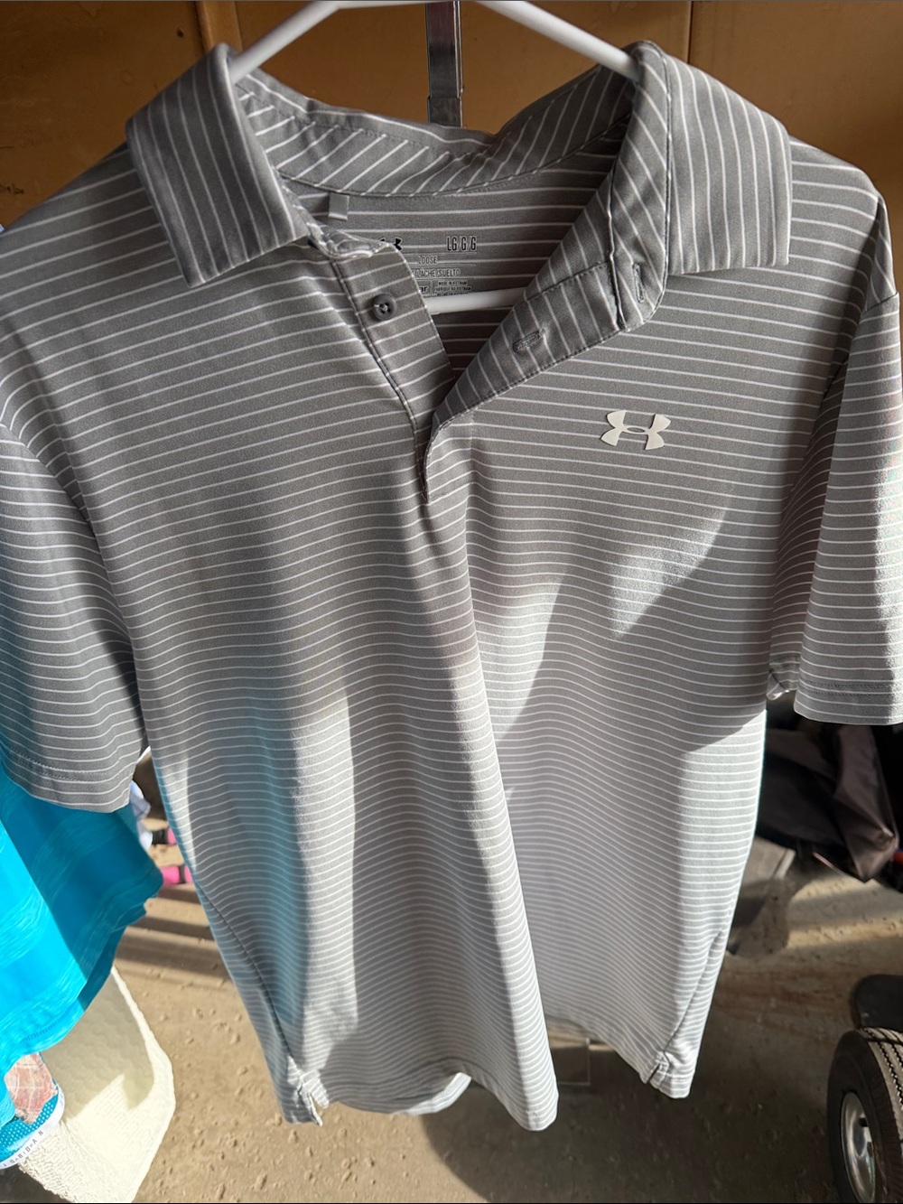 Under Armour Gray Thin-Striped Polo Shirt